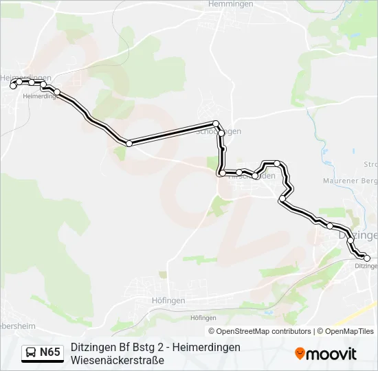 N65 Bus Line Map