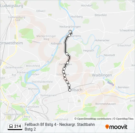 214 Bus Line Map