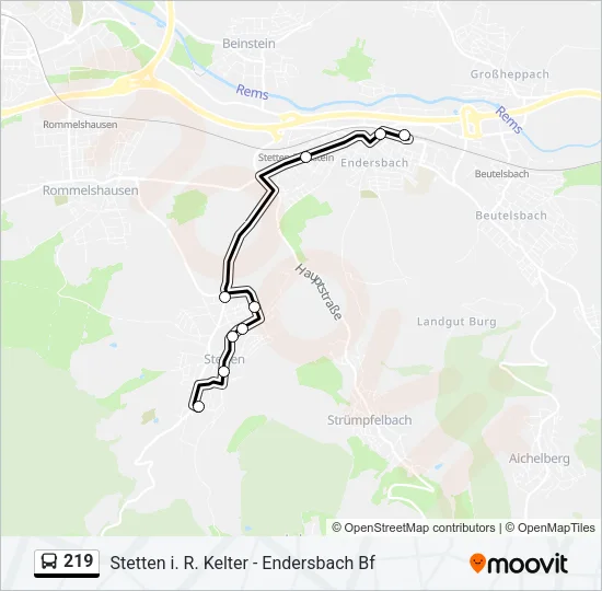 219 Bus Line Map