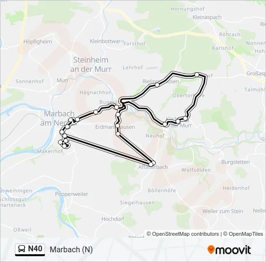 N40 Bus Line Map