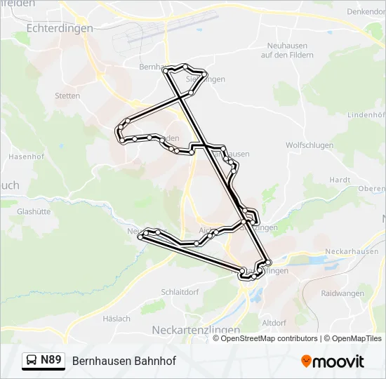 N89 Bus Line Map