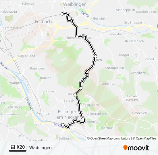 X20 Bus Line Map