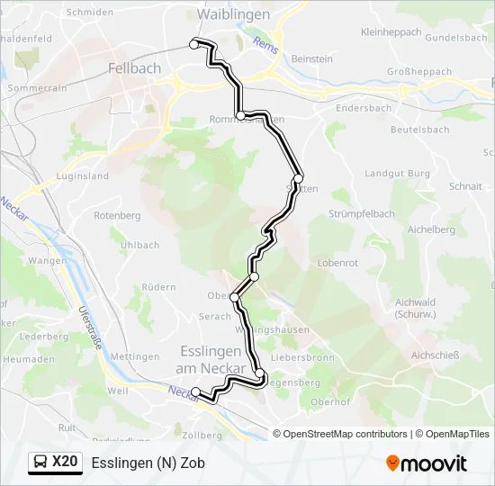 X20 Bus Line Map