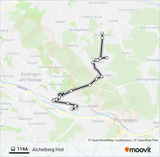 114A Bus Line Map