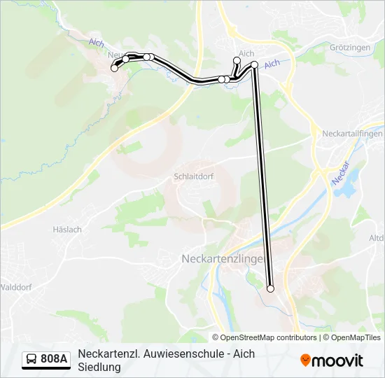 808A Bus Line Map
