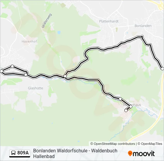 809A Bus Line Map