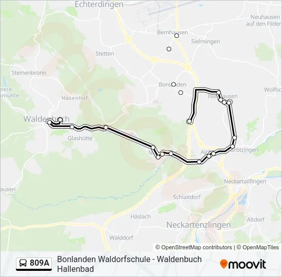 809A Bus Line Map
