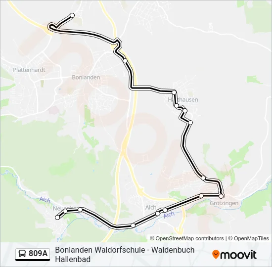 809A Bus Line Map