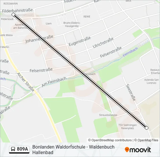 809A Bus Line Map