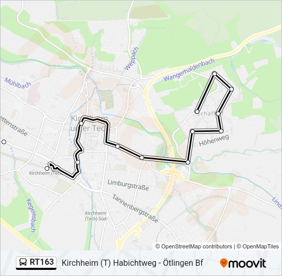 Автобус RT163: карта маршрута