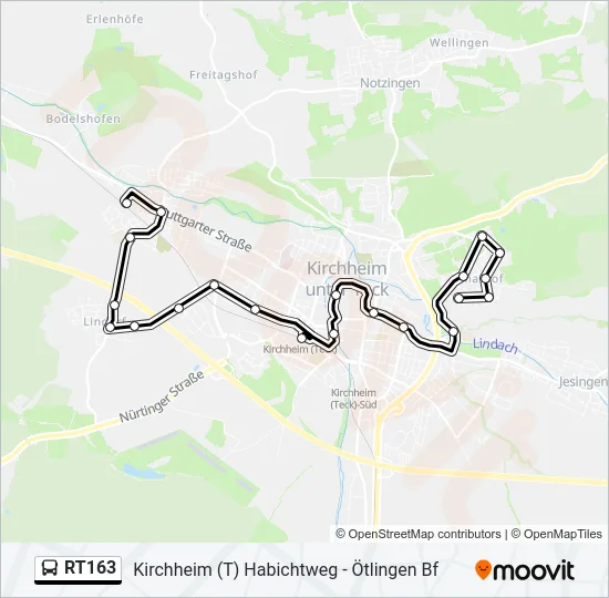 Автобус RT163: карта маршрута