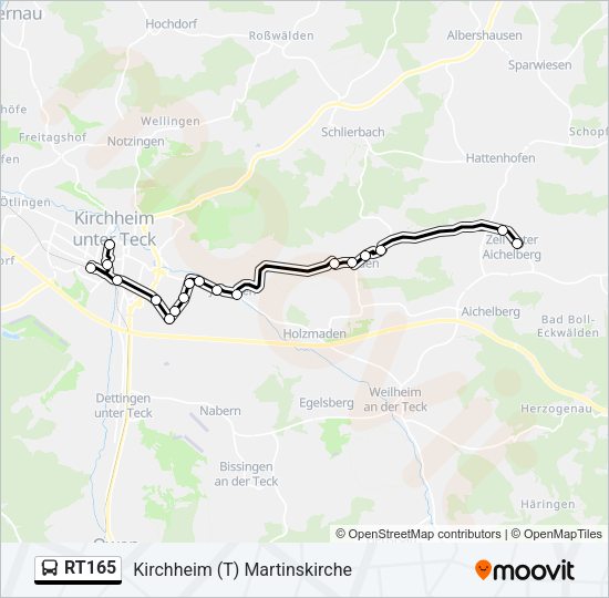 Автобус RT165: карта маршрута