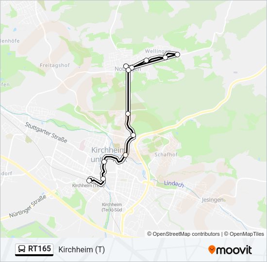 Автобус RT165: карта маршрута