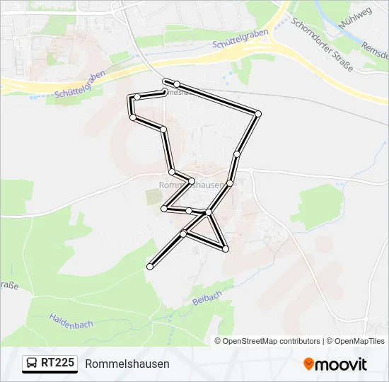 RT225 Bus Line Map