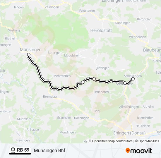 Поезд RB 59: карта маршрута