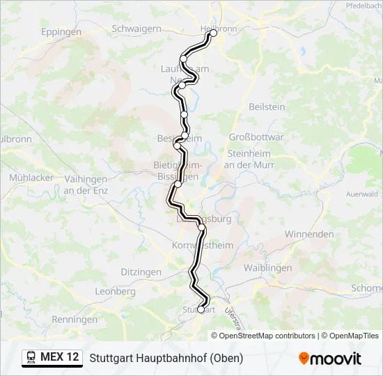 MEX 12 Train Line Map