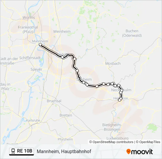 RE 10B Train Line Map