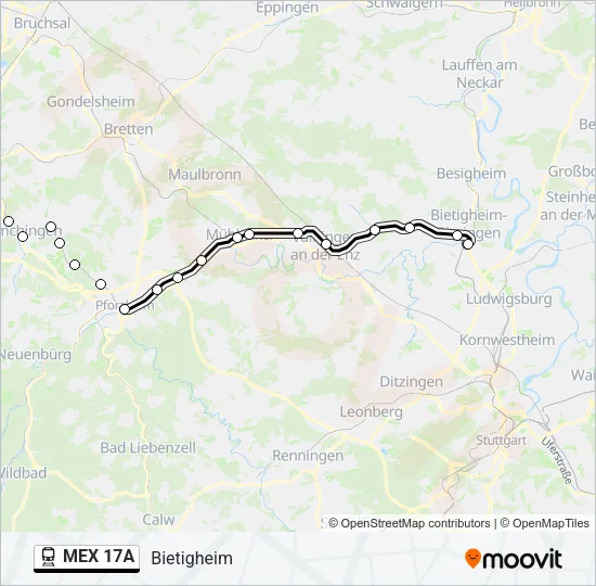 MEX 17A Train Line Map