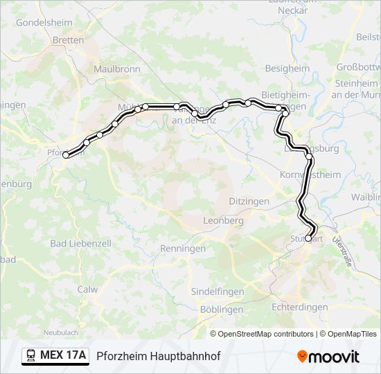 Bahnlinie MEX 17A Karte
