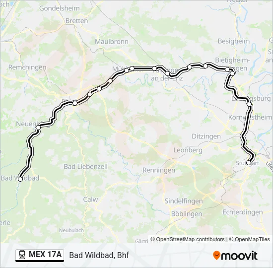 MEX 17A Train Line Map