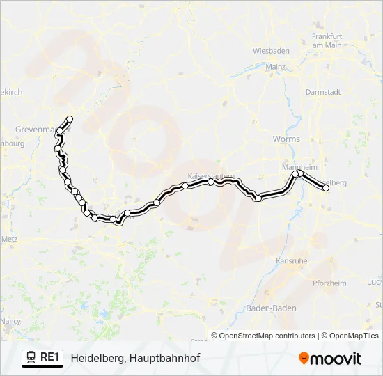 RE1 Train Line Map