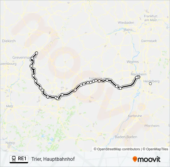 RE1 Train Line Map