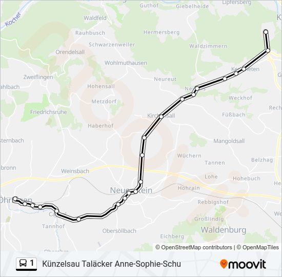 1 Bus Line Map