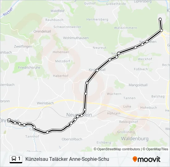 1 Bus Line Map