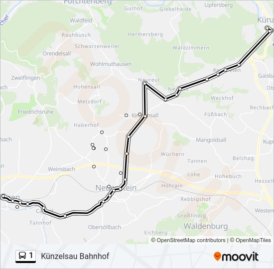 Автобус 1: карта маршрута