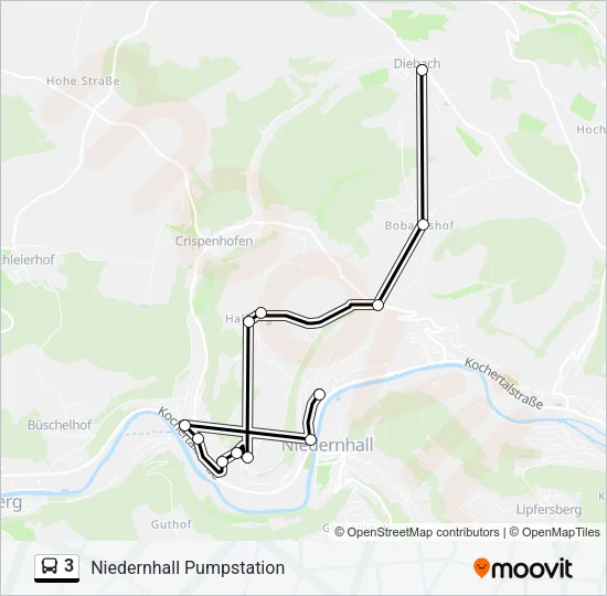 3 Bus Line Map