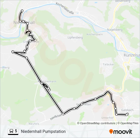 5 Bus Line Map