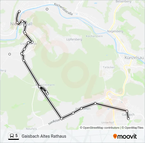 5 Bus Line Map