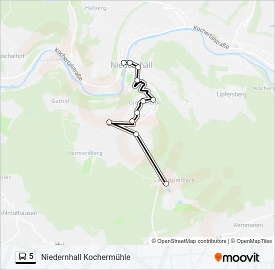 5 Bus Line Map