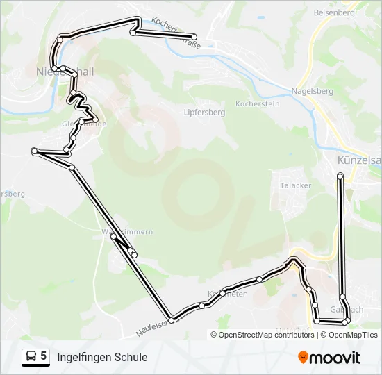 5 Bus Line Map