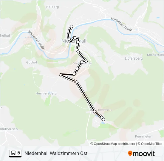 5 Bus Line Map