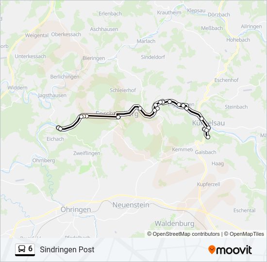 Автобус 6: карта маршрута