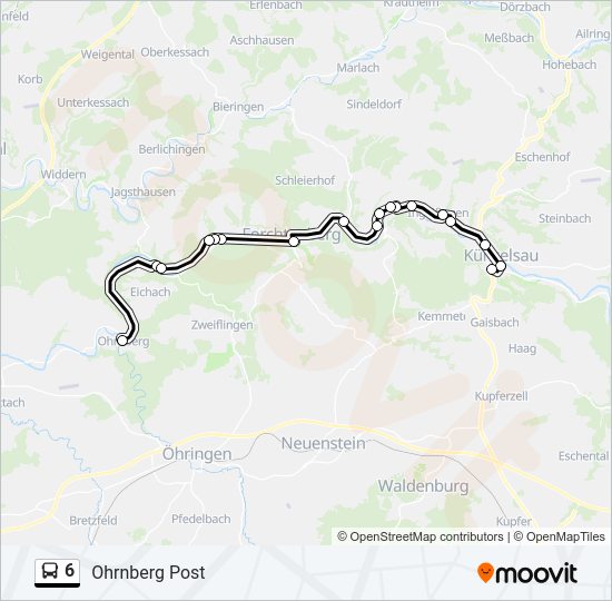 Автобус 6: карта маршрута