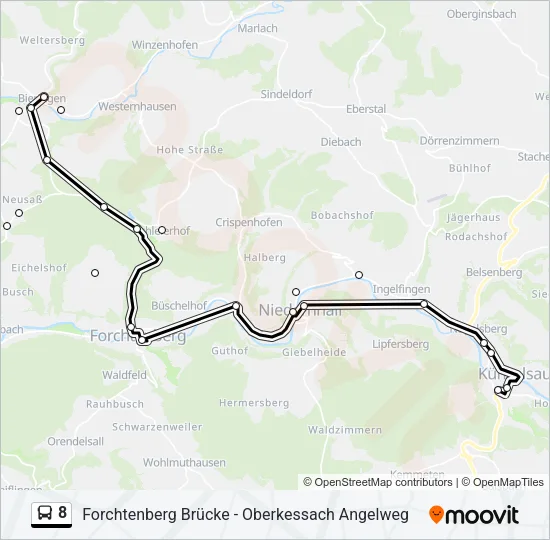 8 Bus Line Map