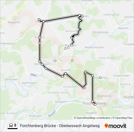 8 Bus Line Map