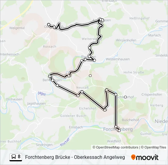 8 Bus Line Map