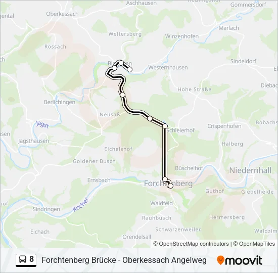 8 Bus Line Map