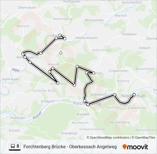 8 Bus Line Map