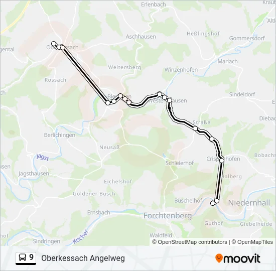 9 Bus Line Map