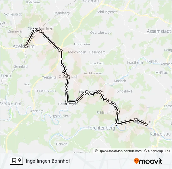 9 Bus Line Map