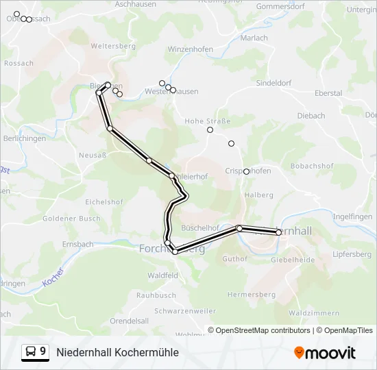 9 Bus Line Map