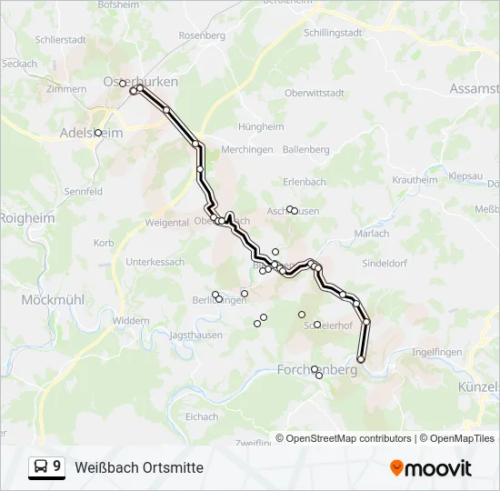 9 Bus Line Map
