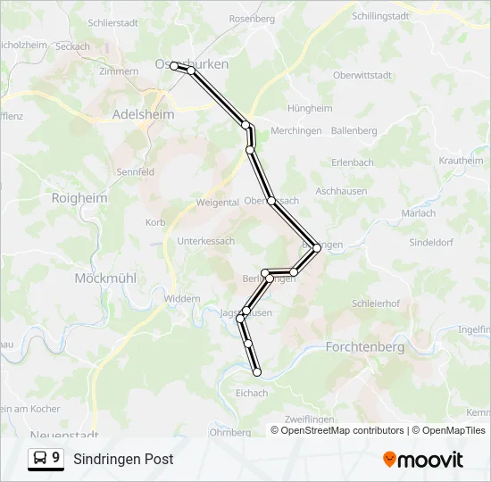 9 Bus Line Map