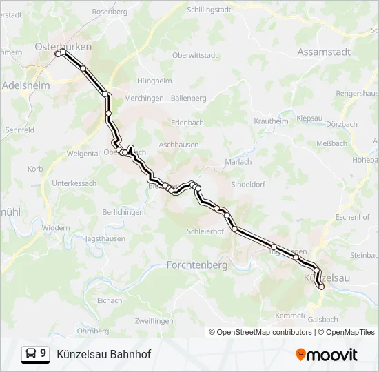 9 Bus Line Map