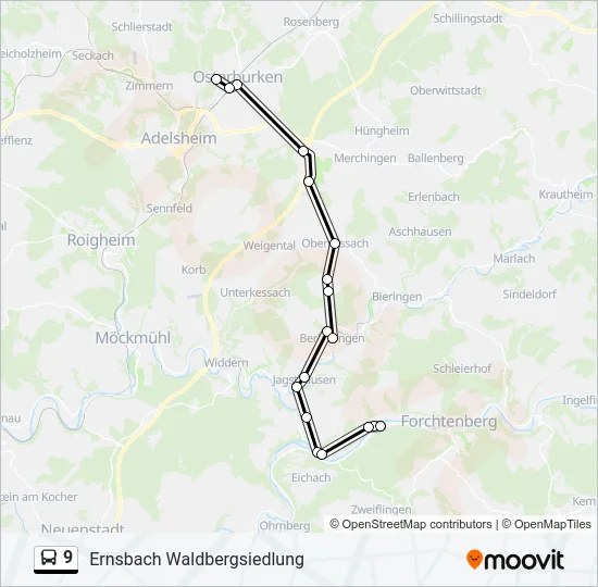 9 Bus Line Map