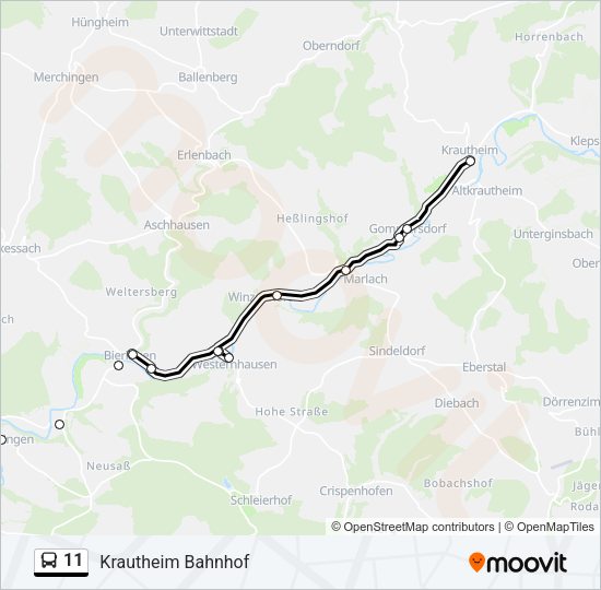 Автобус 11: карта маршрута